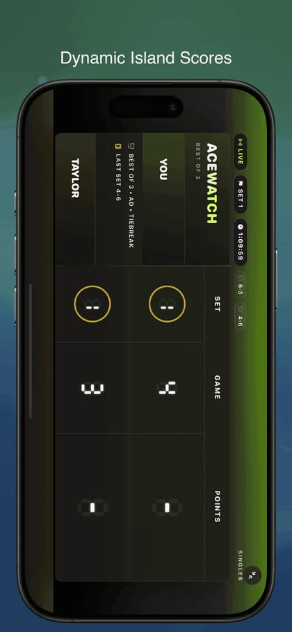 AceWatch live score screen